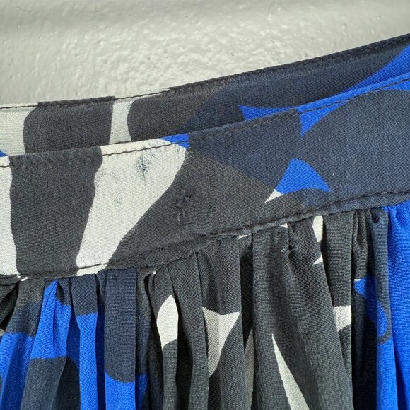 Vintage Printed Silk Skirt Handmade Blue Black White Pleated Circle Skirt Small - Picture 10 of 12